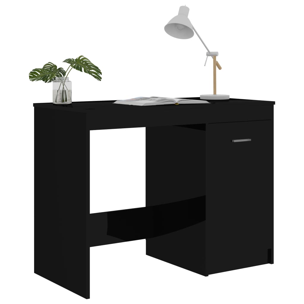 vidaXL Skrivbord svart högglans 100x50x76 cm konstruerat trä