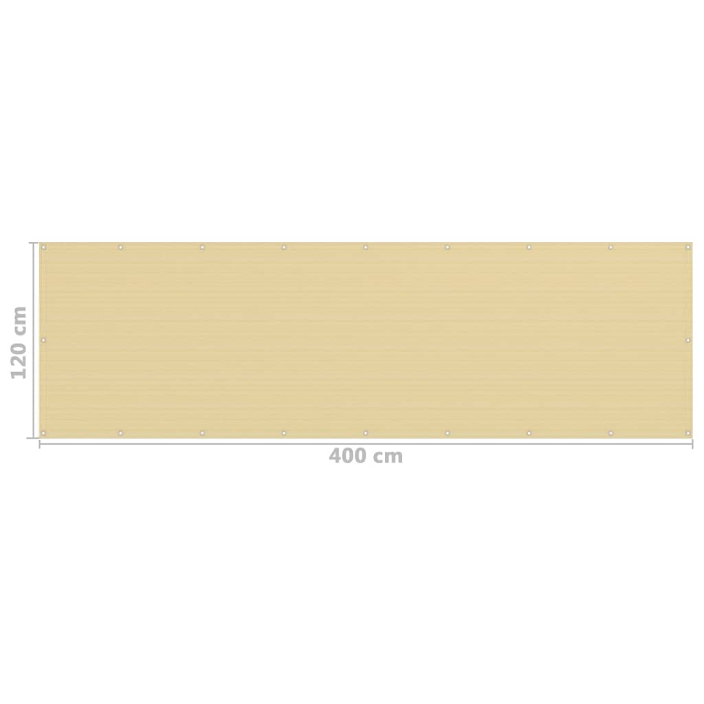 vidaXL Balkongskärm beige 120x400 cm HDPE