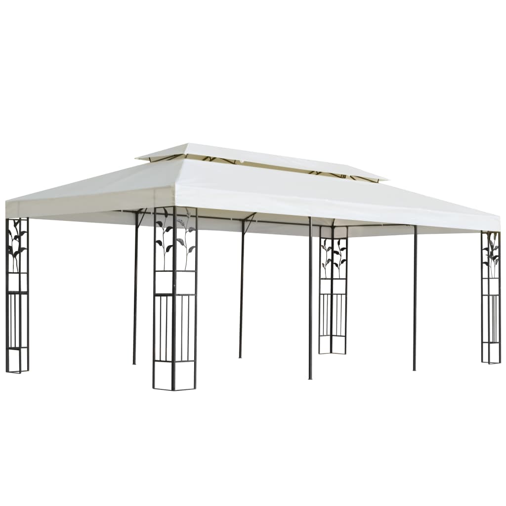 vidaXL Paviljong med dubbeltak vit 6x3 m stål