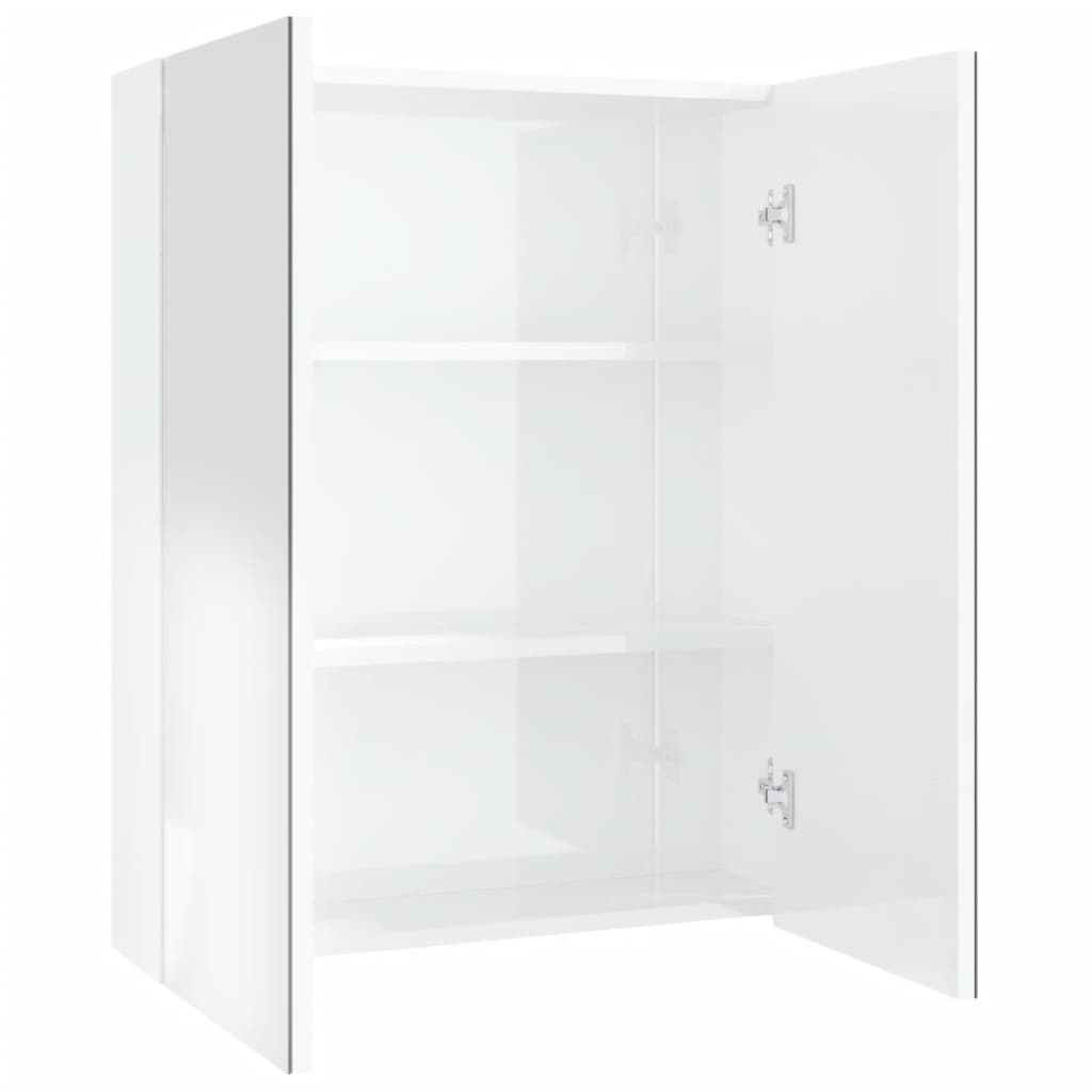 vidaXL Spegelskåp för badrum vit glänsande 60x15x75 cm MDF