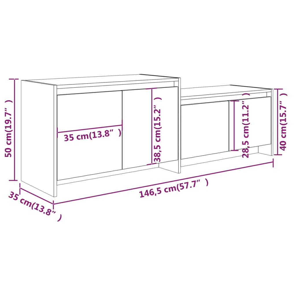 vidaXL TV-bänk vit 146,5x35x50 cm konstruerat trä