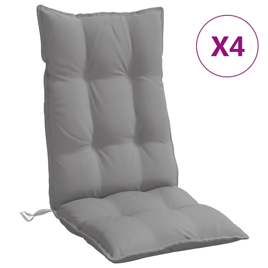 vidaXL Stolsdynor för stolar med hög rygg 4 st grå oxfordtyg