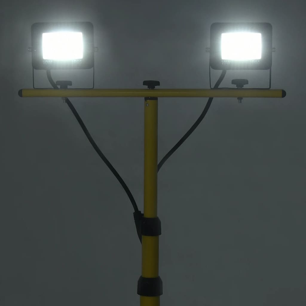 vidaXL Strålkastare med stativ 2x10 W LED kallvit