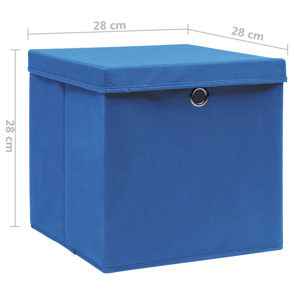 vidaXL Förvaringslådor med lock 4 st 28x28x28 cm blå