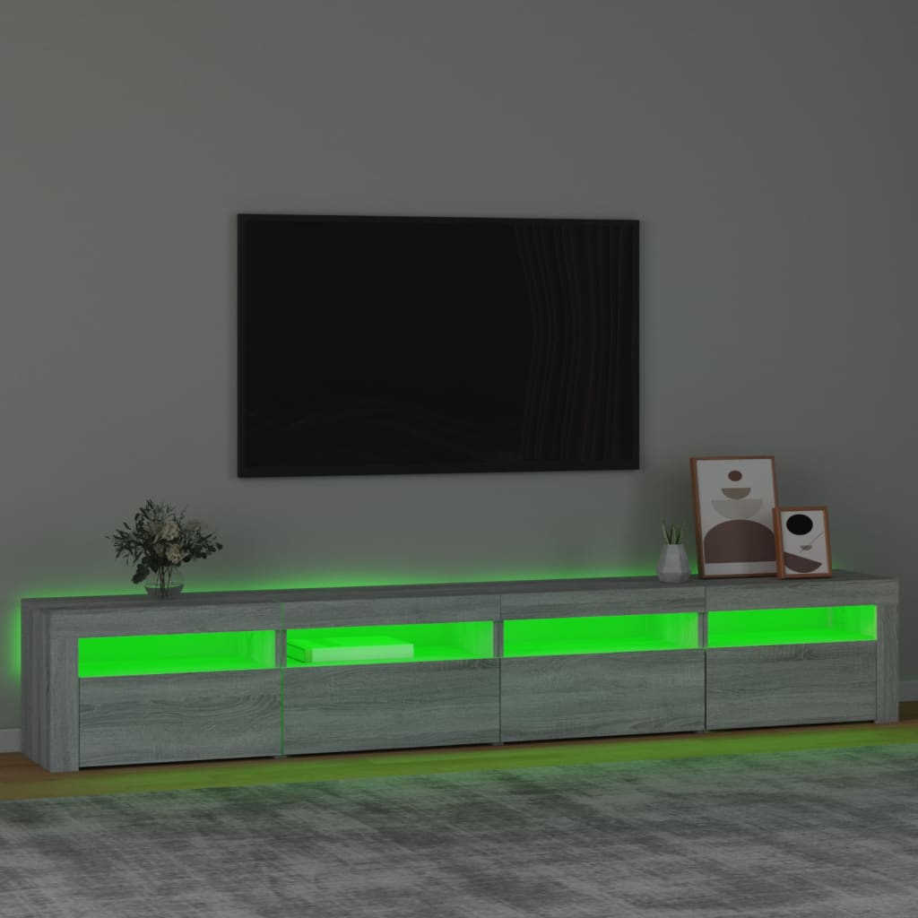 vidaXL TV-bänk med LED-belysning grå sonoma 240x35x40 cm