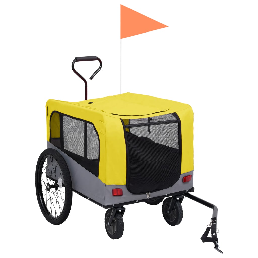 vidaXL Cykelvagn för husdjur och joggingvagn 2-i-1 gul och grå