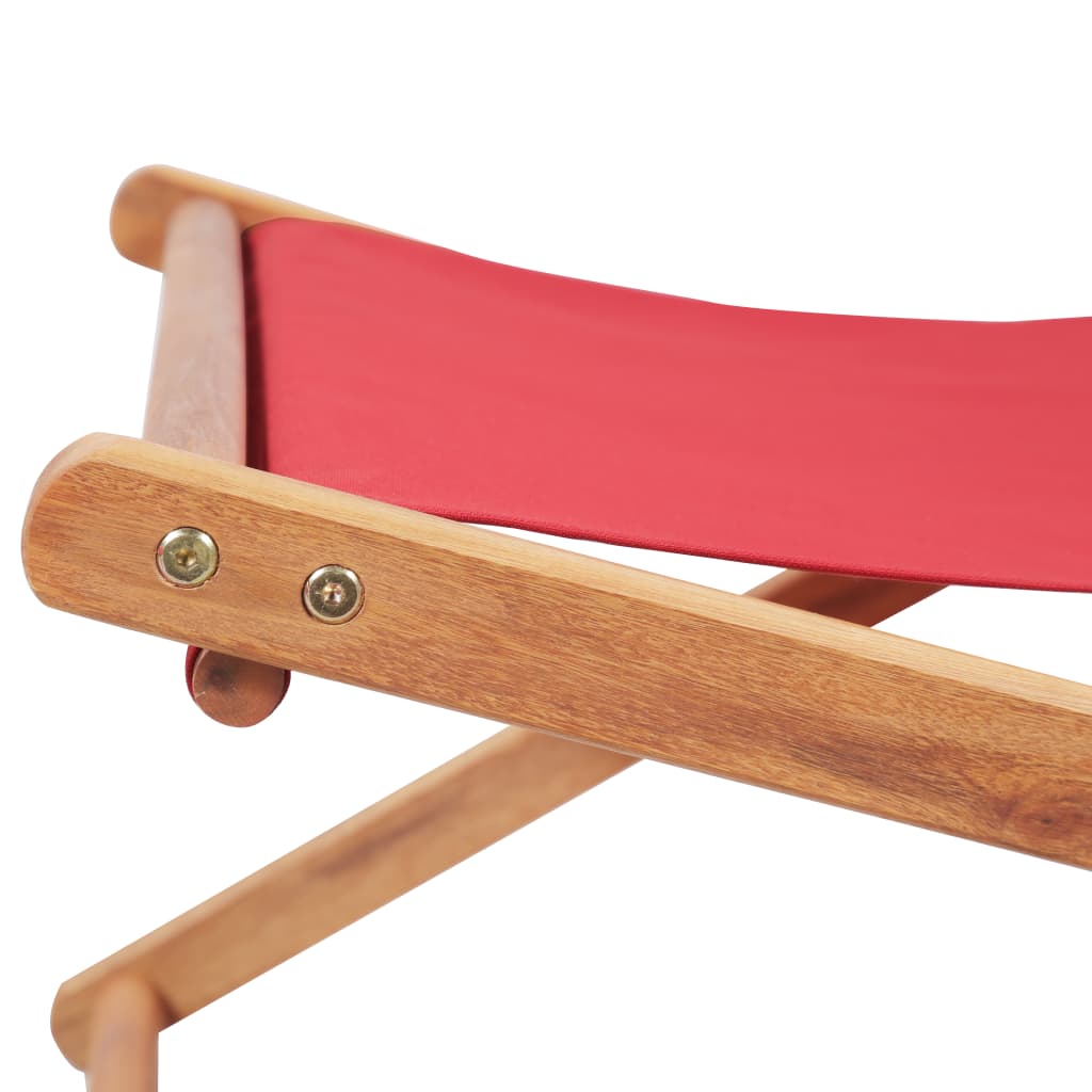 vidaXL Hopfällbar strandstol tyg och träram röd