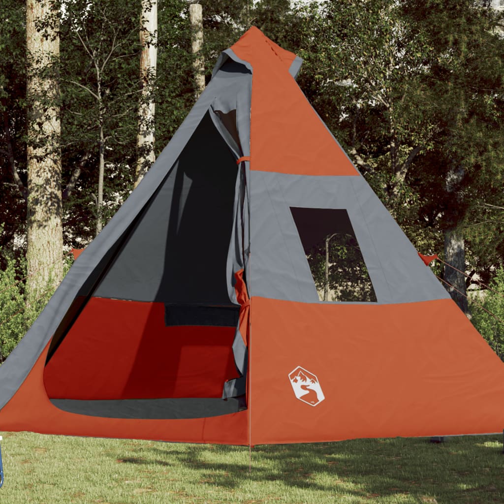 vidaXL Tipi-tält 7 personer grå och orange vattentätt