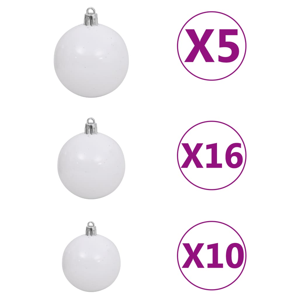 vidaXL Julgranskulor med spira och 300 LED 120 delar vit och grå