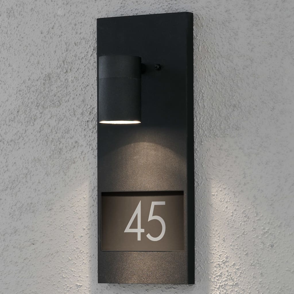 KONSTSMIDE Vägglampa med husnummer Modena mattsvart
