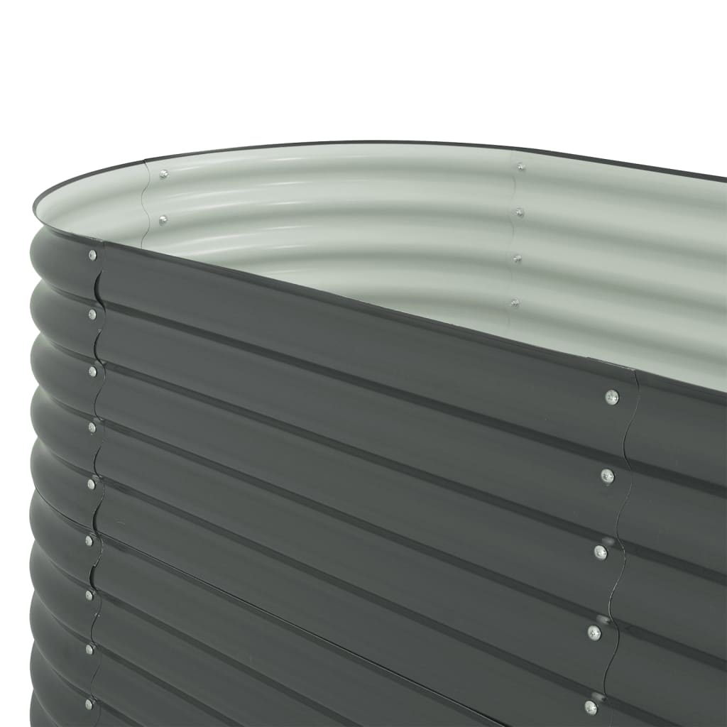 vidaXL Odlingslåda upphöjd galvaniserat stål 400x80x81 cm grå