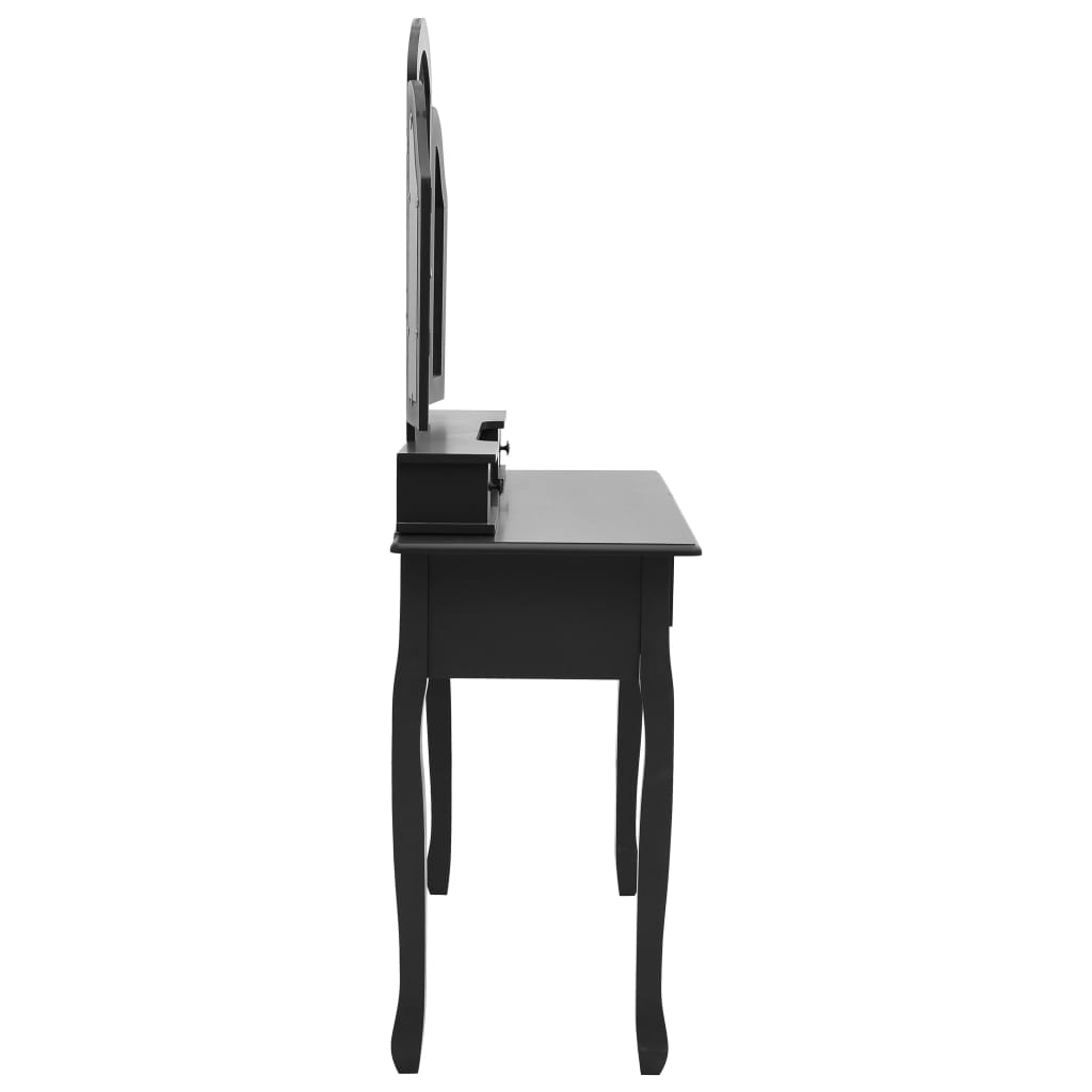 vidaXL Sminkbord med pall svart 100x40x146 cm kejsarträ