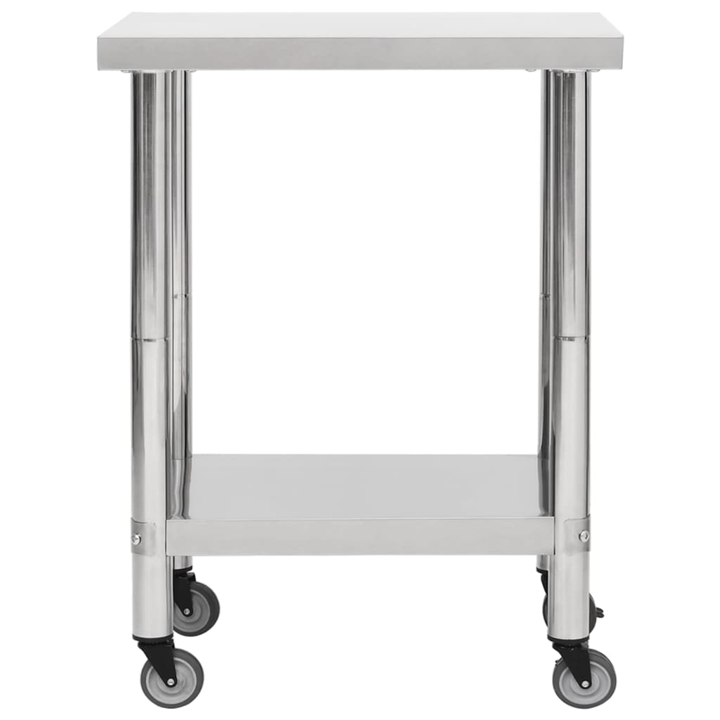 vidaXL Arbetsbord med hjul 80x30x85 cm rostfritt stål