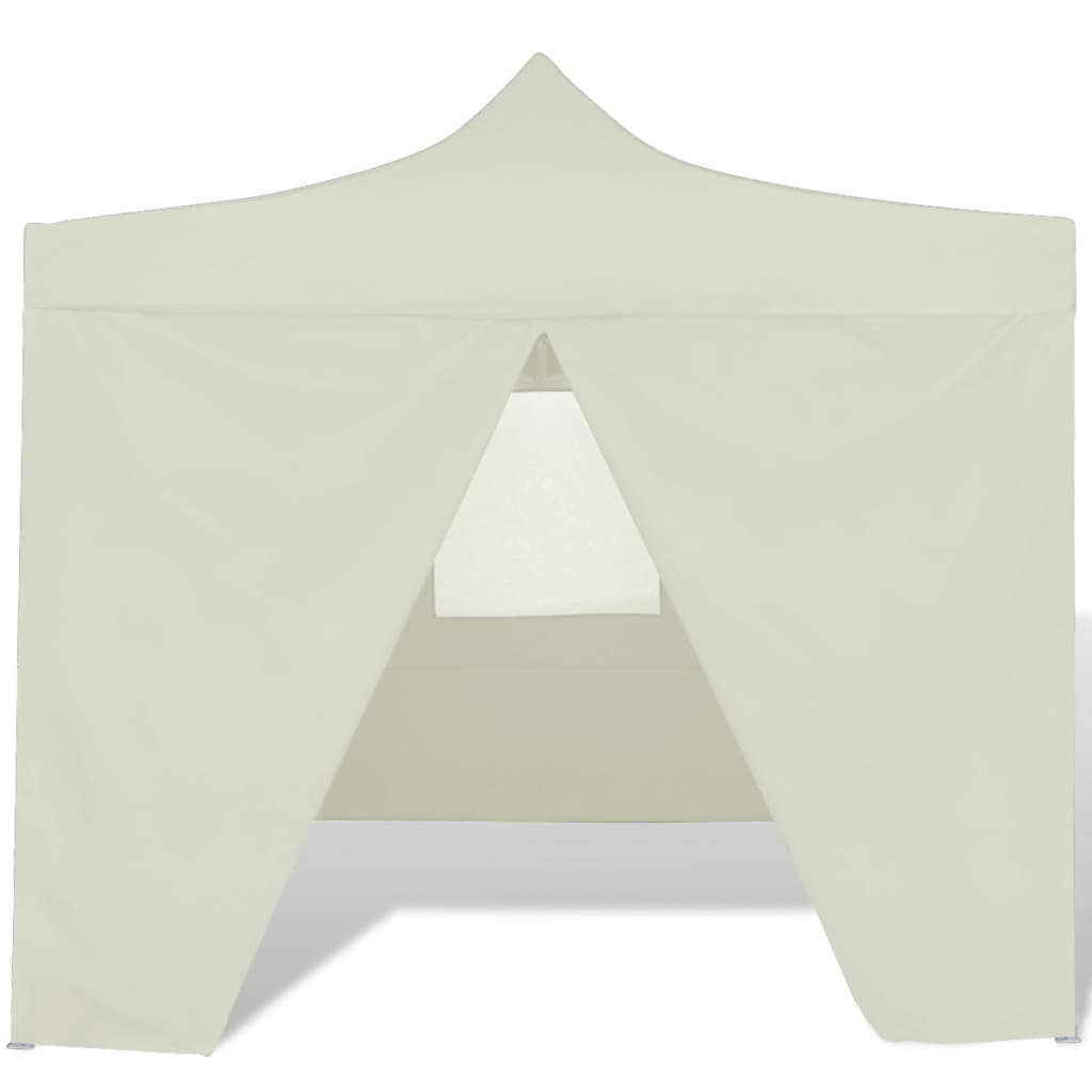 vidaXL Hopfällbart tält med 4 väggar 3 x 3 m gräddvit