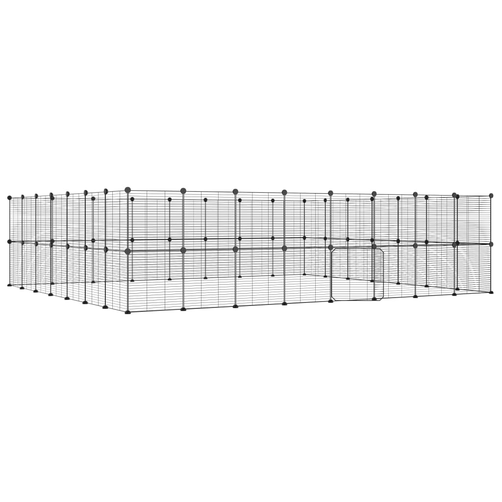 vidaXL Hundgård svart 60 paneler 35x35 cm stål