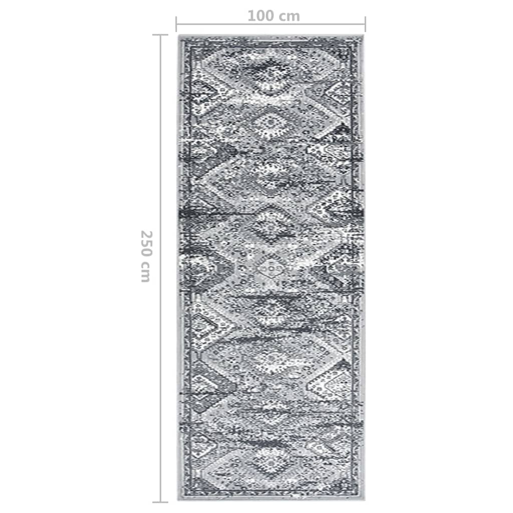 vidaXL Gångmatta grå orientalisk BCF 100x250 cm