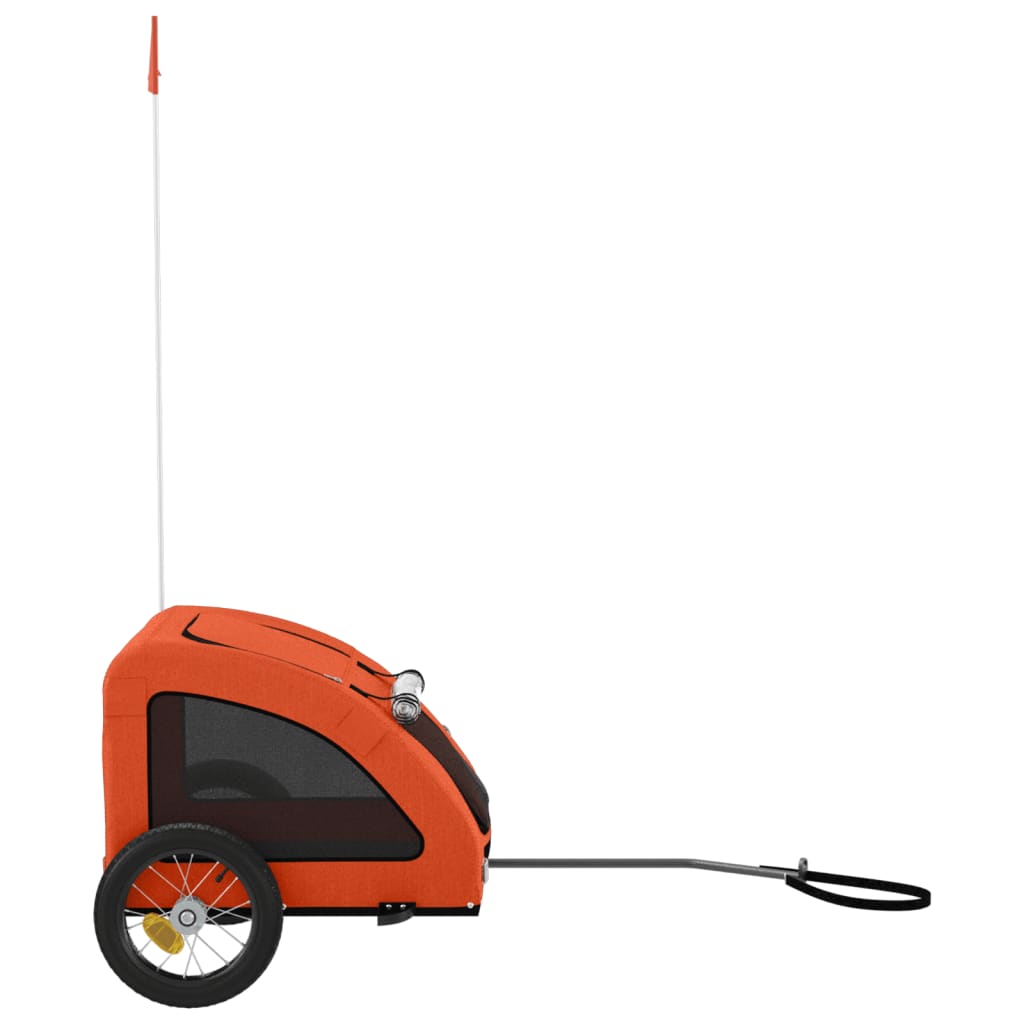 vidaXL Cykelvagn för djur orange oxfordtyg och järn