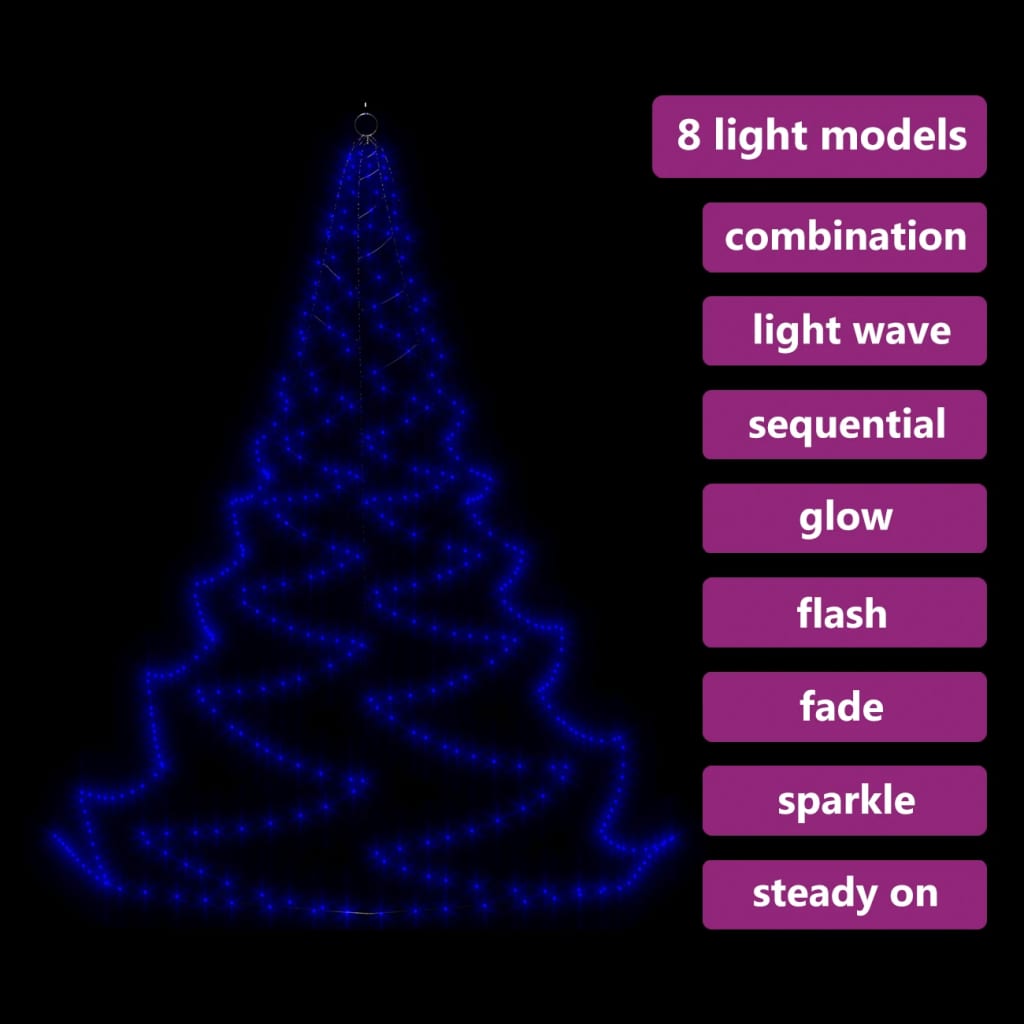 vidaXL Hängande julgran med metallkrok 260 blå LED 3 m inne/ute