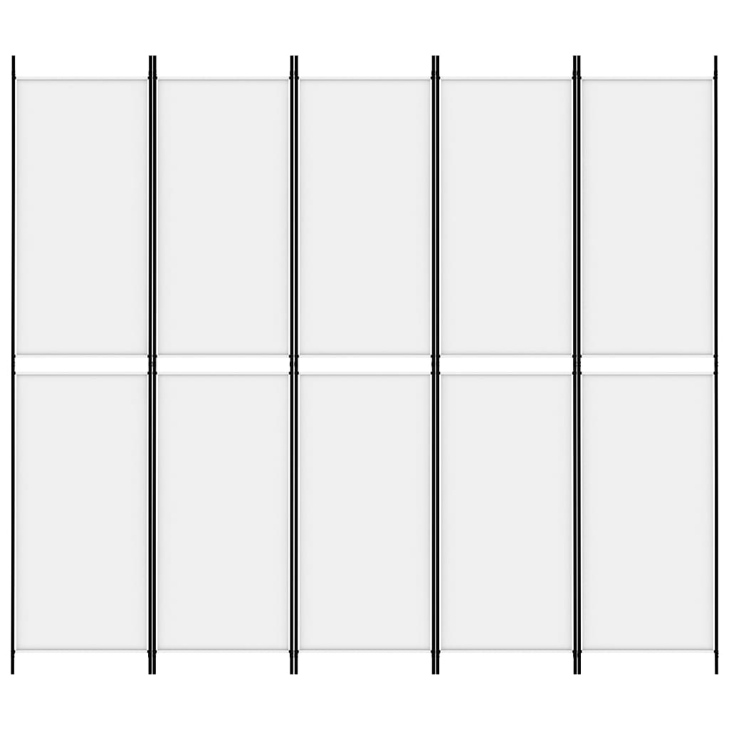 vidaXL Rumsavdelare 5 paneler vit 250x220 cm tyg