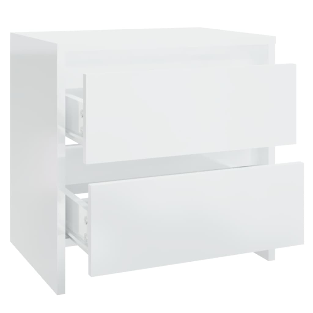 vidaXL Sängbord 2 st vit högglans 45x34,5x44,5 cm konstruerat trä
