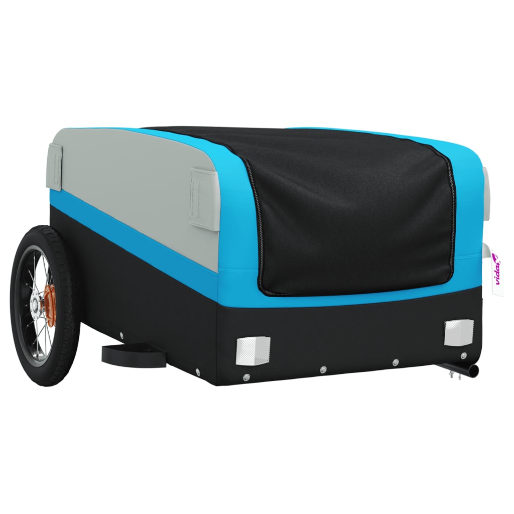 vidaXL Cykelvagn svart och blå 30 kg järn