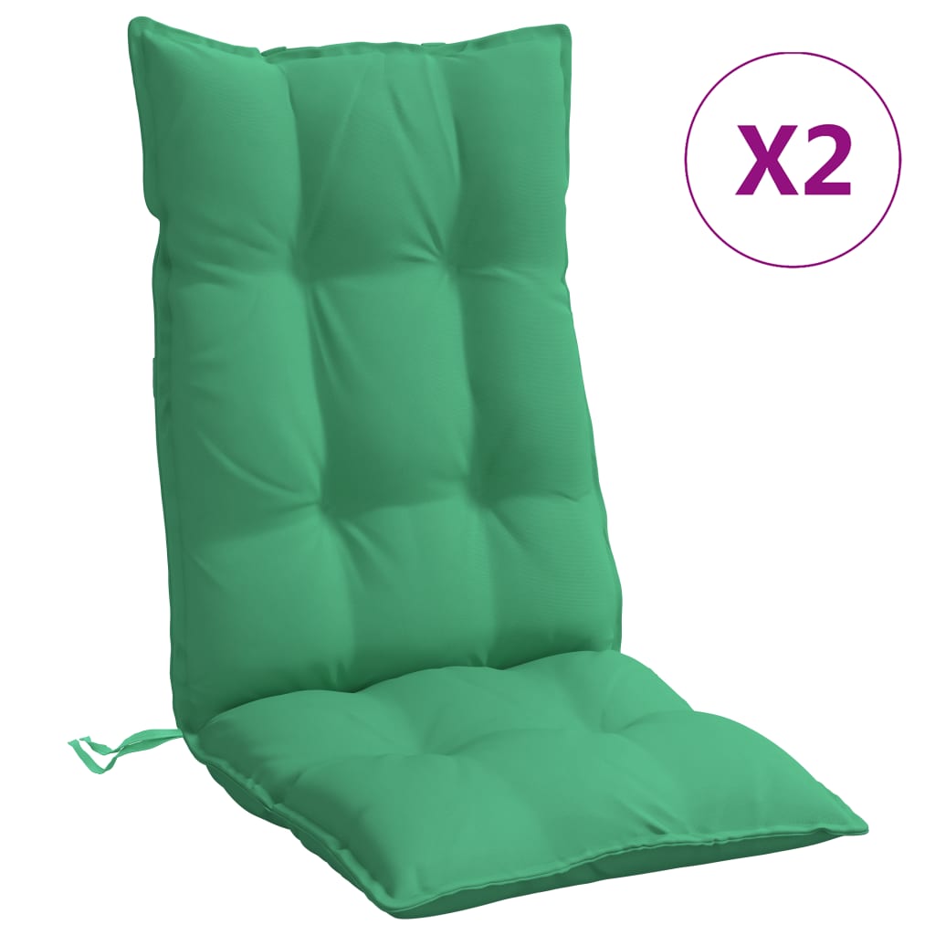 vidaXL Stolsdynor för stolar med hög rygg 2 st grön oxfordtyg