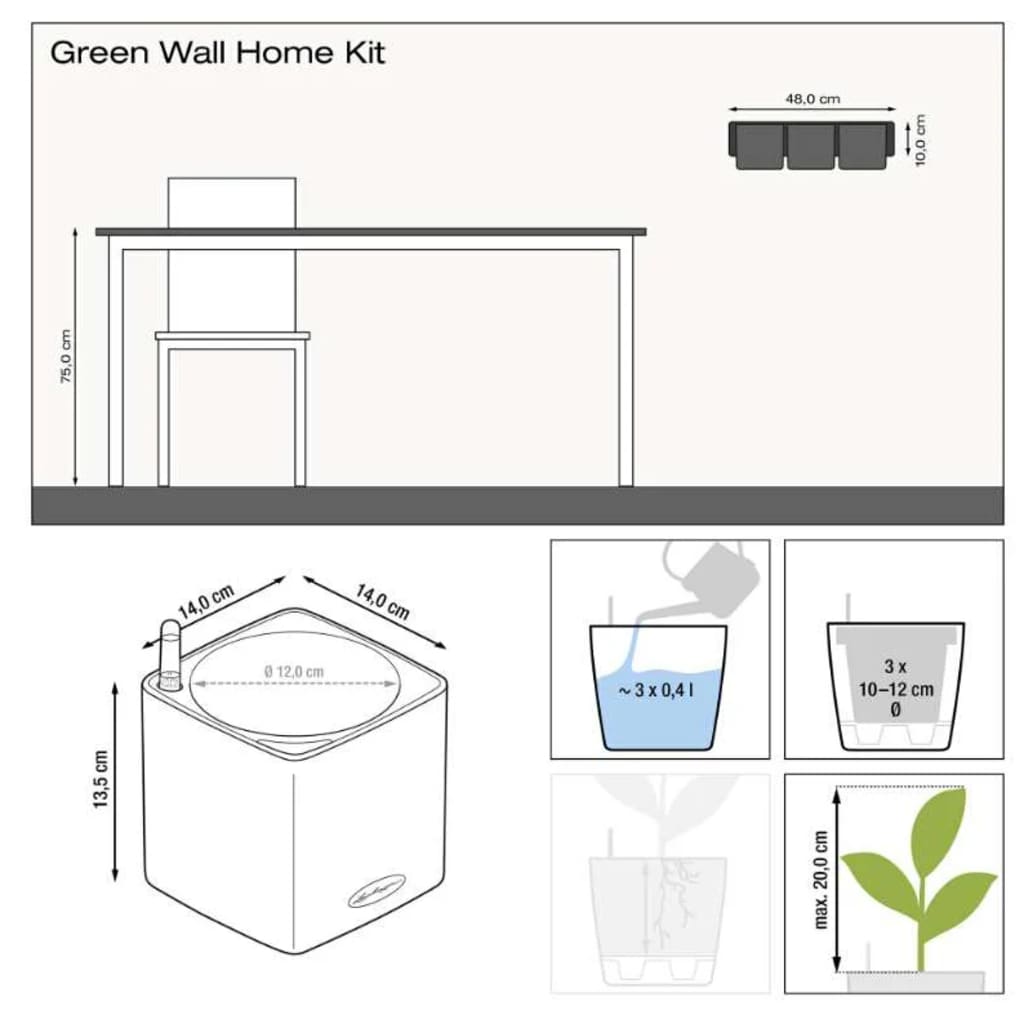 LECHUZA Blomkrukor 3 st Green Wall Home Kit skiffer