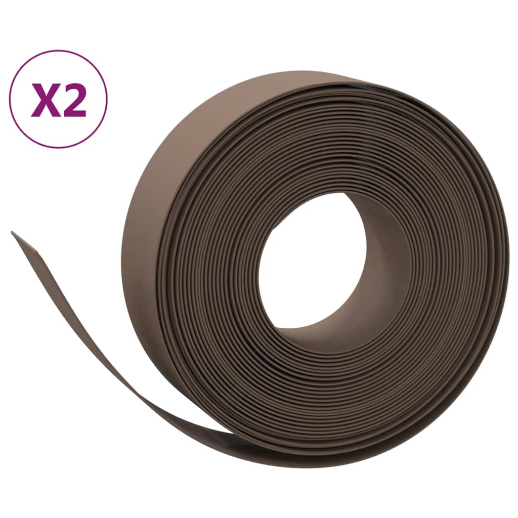 vidaXL Rabattkant brun 2 st 10 m 15 cm polyeten