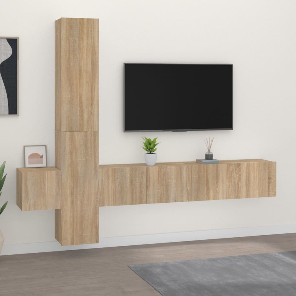 vidaXL Tv-skåp 5 delar sonoma-ek konstruerat trä