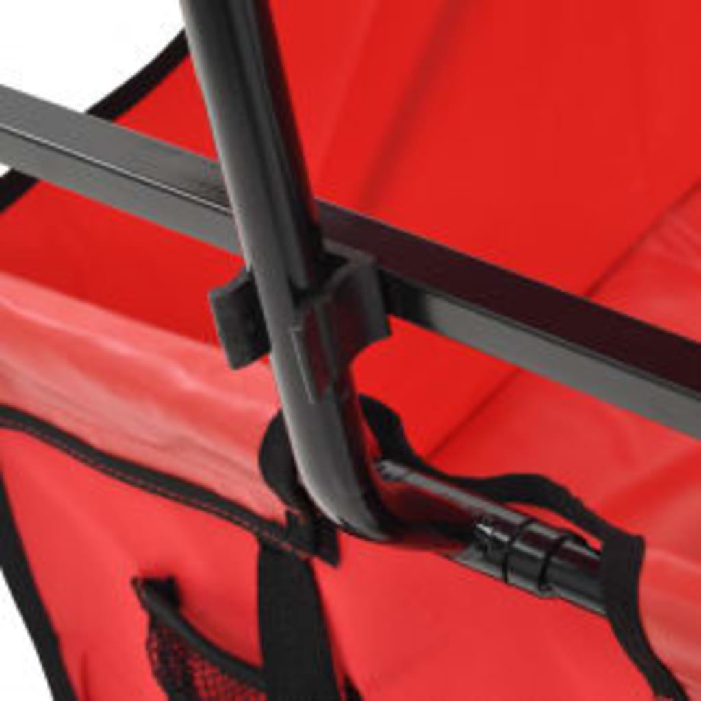 vidaXL Hopfällbar handvagn med tak stål röd
