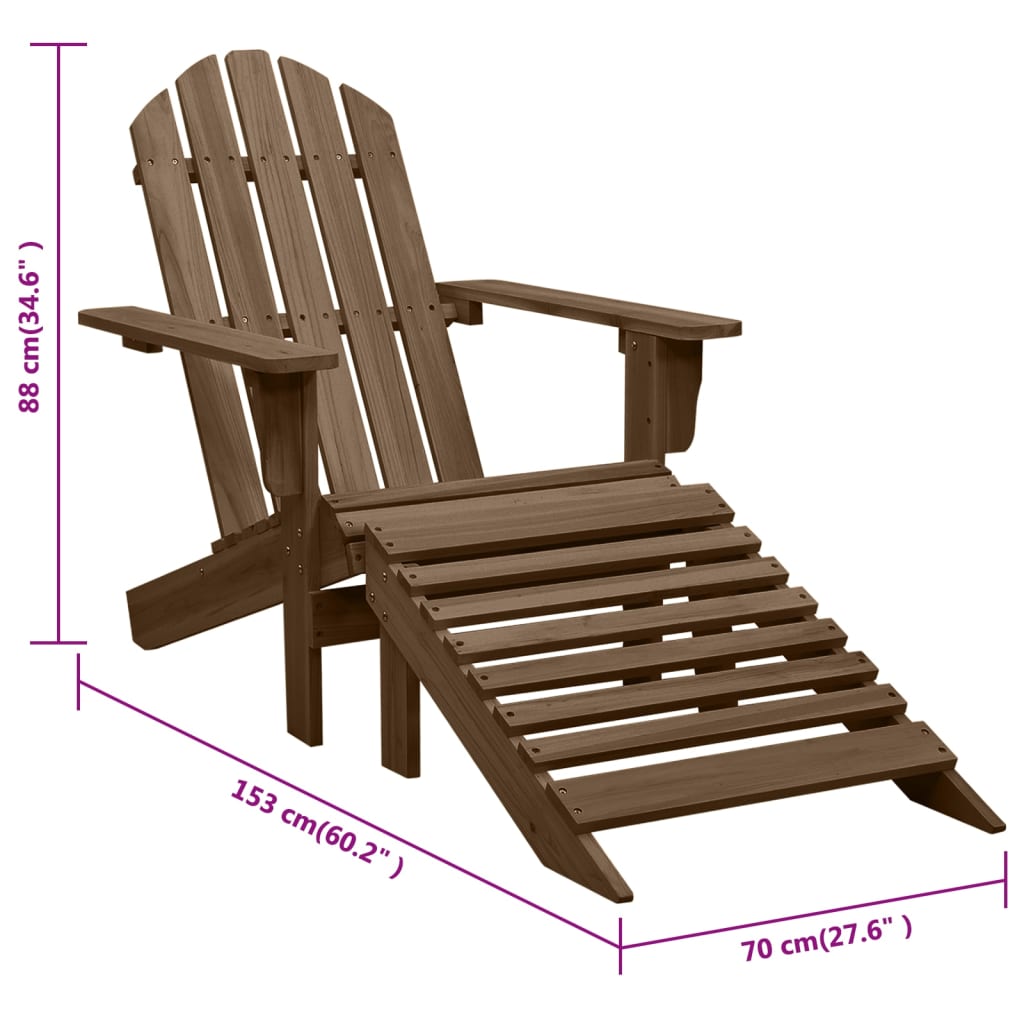 vidaXL Trädgårdsstol med ottoman trä brun