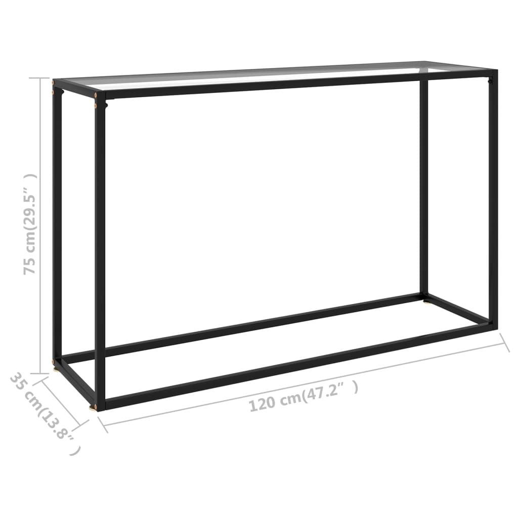 vidaXL Konsolbord transparent 120x35x75 cm härdat glas