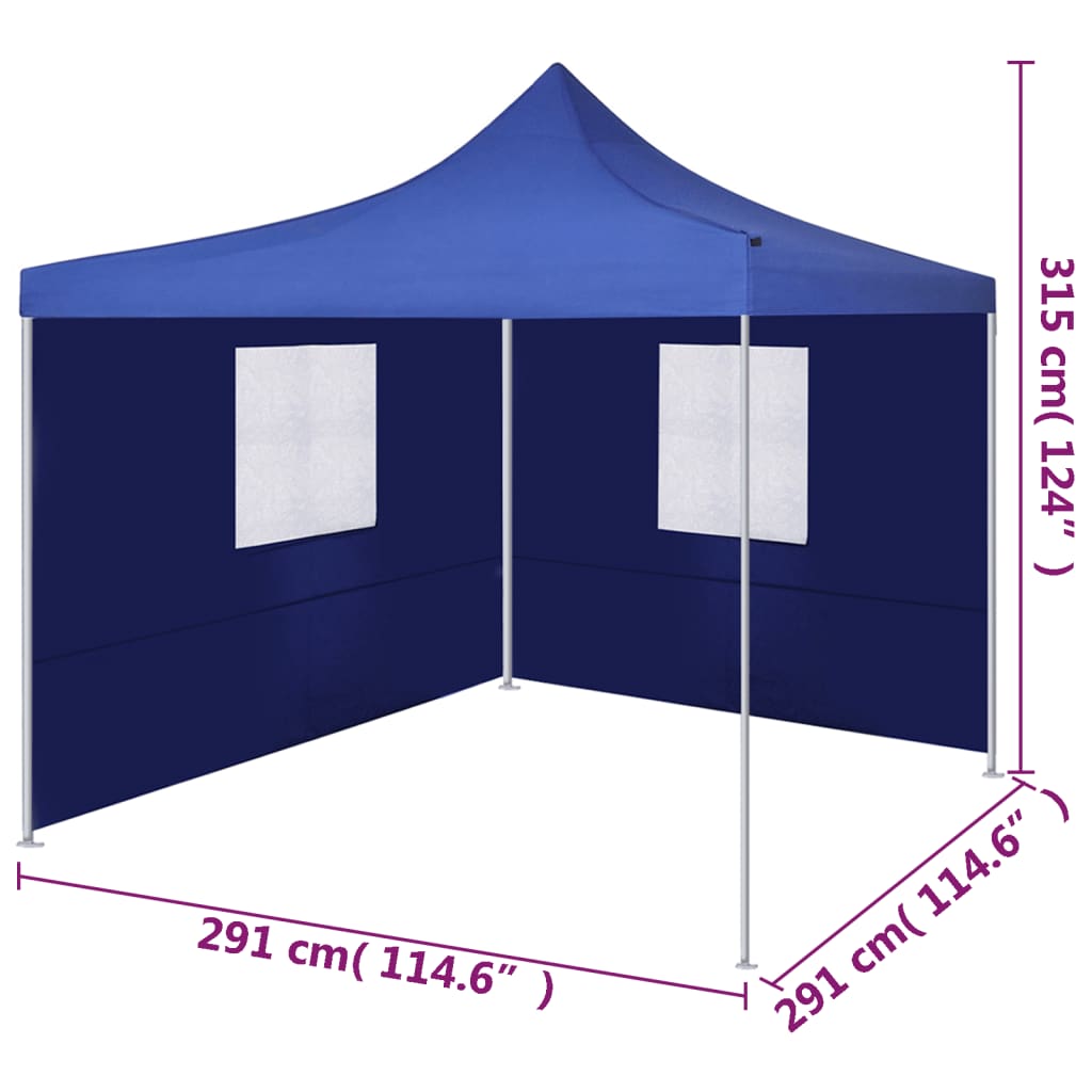 vidaXL Hopfällbart tält med 2 väggar 3x3 m blå