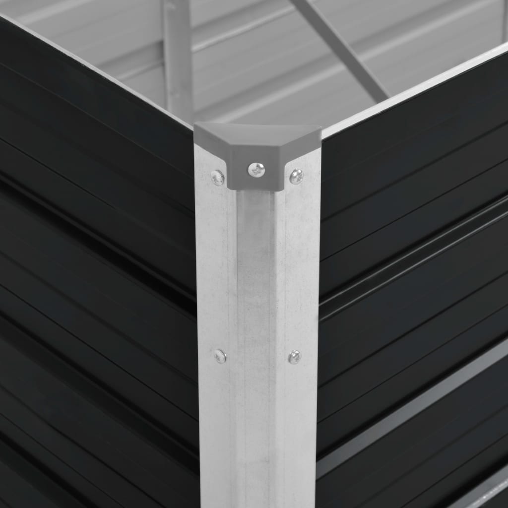 vidaXL Odlingslåda upphöjd antracit 240x80x77 cm galvaniserat stål