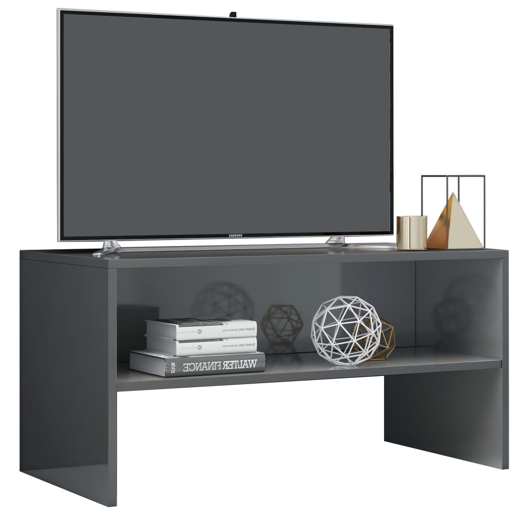 vidaXL TV-bänk grå högglans 80x40x40 cm konstruerat trä