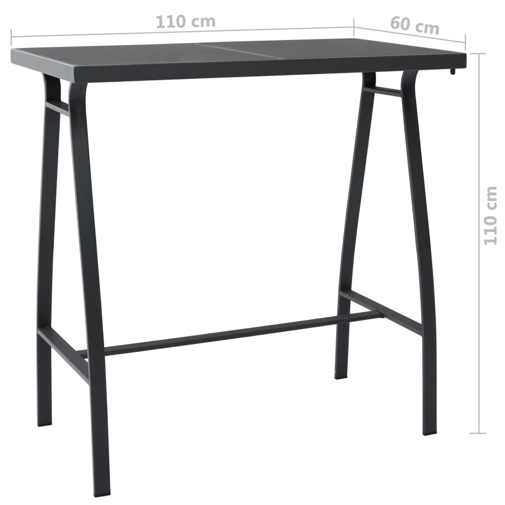 vidaXL Trädgårdsbord svart 110x60x110 cm härdat glas