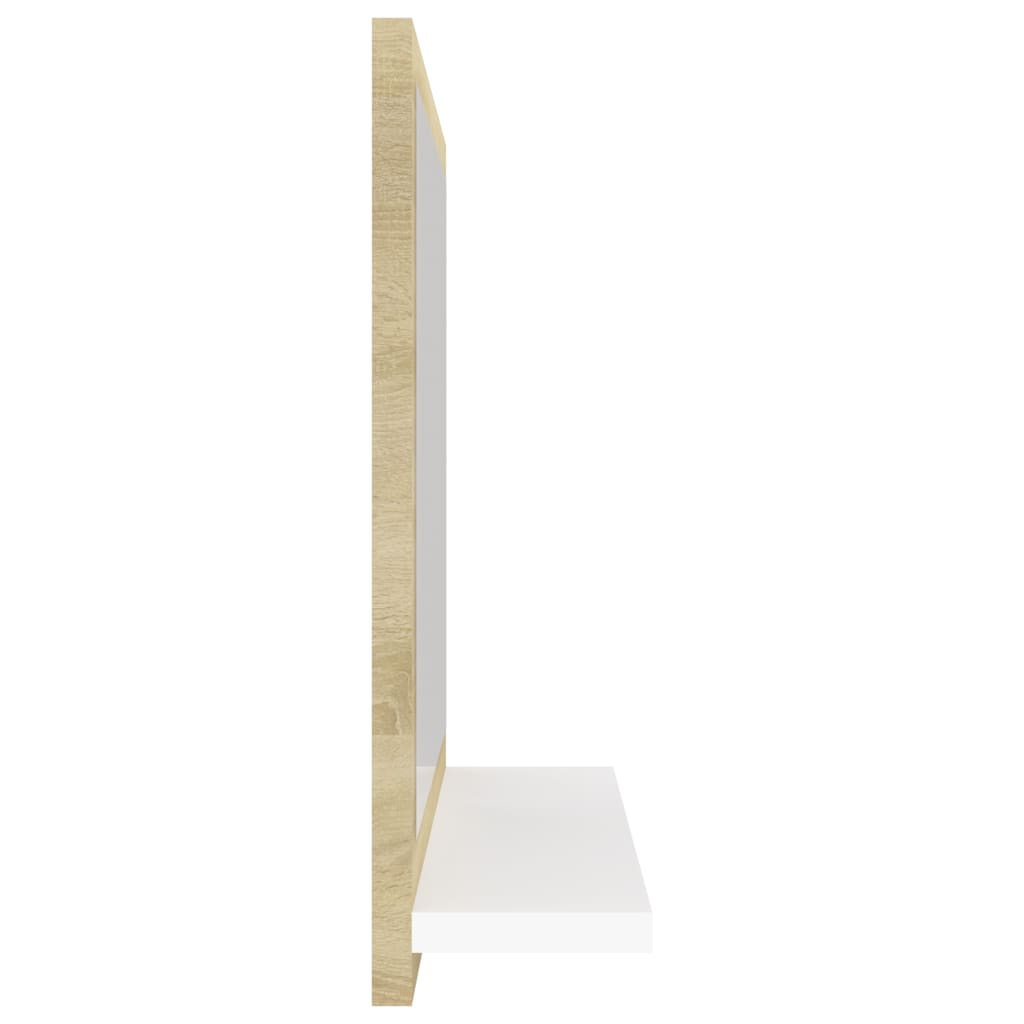 vidaXL Badrumsspegel vit och sonoma-ek 40x10,5x37 cm konstruerat trä