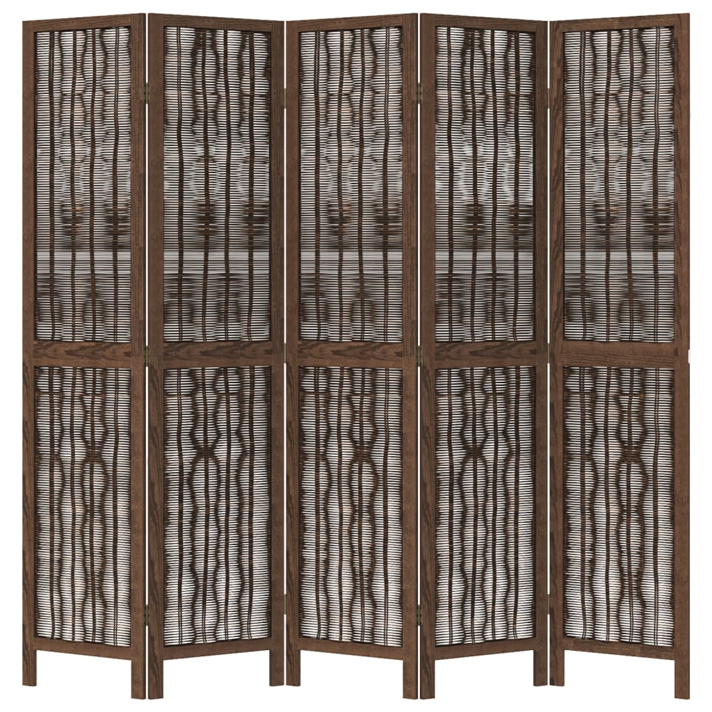 vidaXL Rumsavdelare 5 paneler mörkbrun massivt kejsarträ