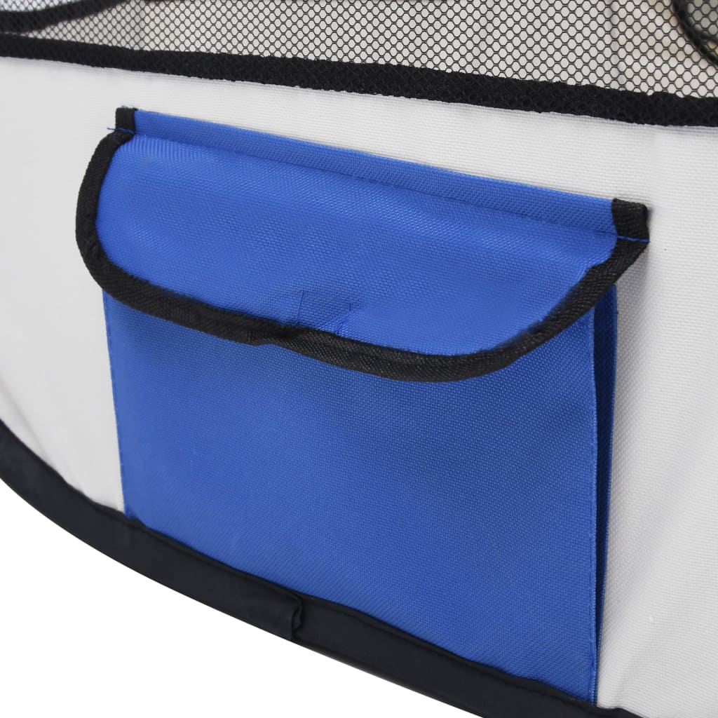 vidaXL Hopfällbar hundhage med väska blå 90x90x58 cm