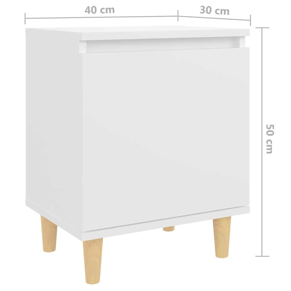 vidaXL Sängbord med massiva ben 2 st vit 40x30x50 cm