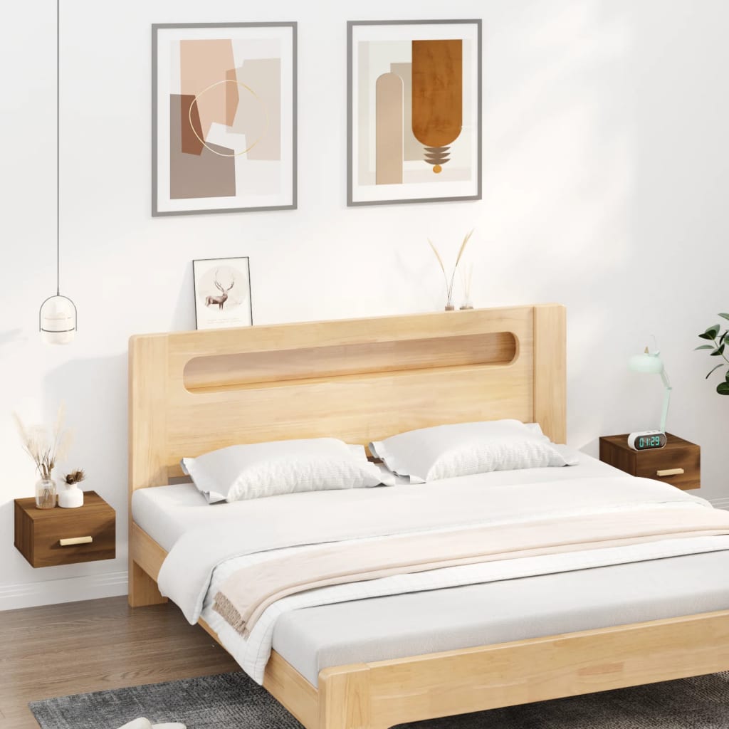 vidaXL Väggmonterat sängbord 2 st brun ek 35x35x20 cm