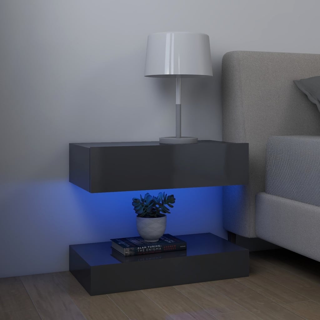 vidaXL TV-bänk med LED-belysning 2 st grå högglans 60x35 cm