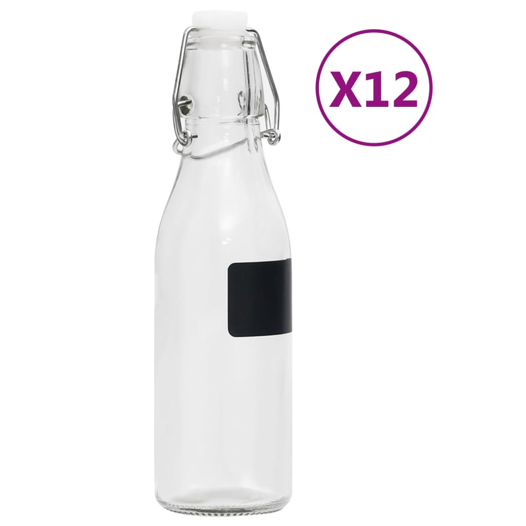 vidaXL Glasflaska med patentkork 12 st 250 ml rund