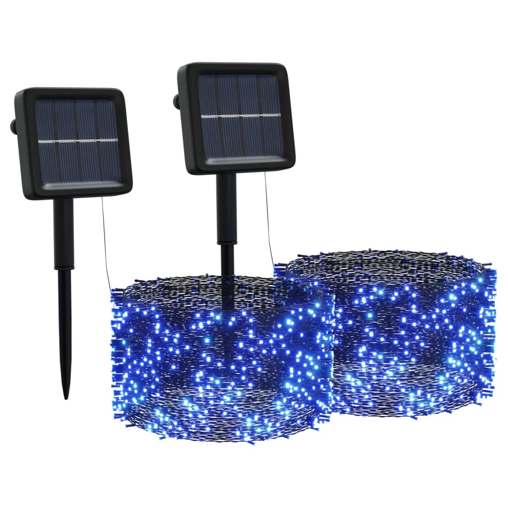vidaXL Soldriven ljusslinga 2 st 2x200 lysdioder blå inne/ute