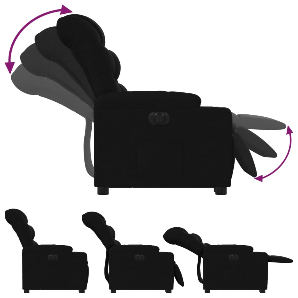 vidaXL Elektrisk reclinerfåtölj med uppresningshjälp svart tyg