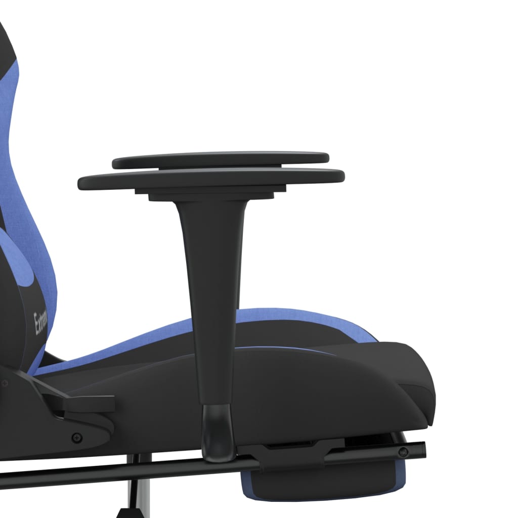 vidaXL Gamingstol med fotstöd svart och blå tyg