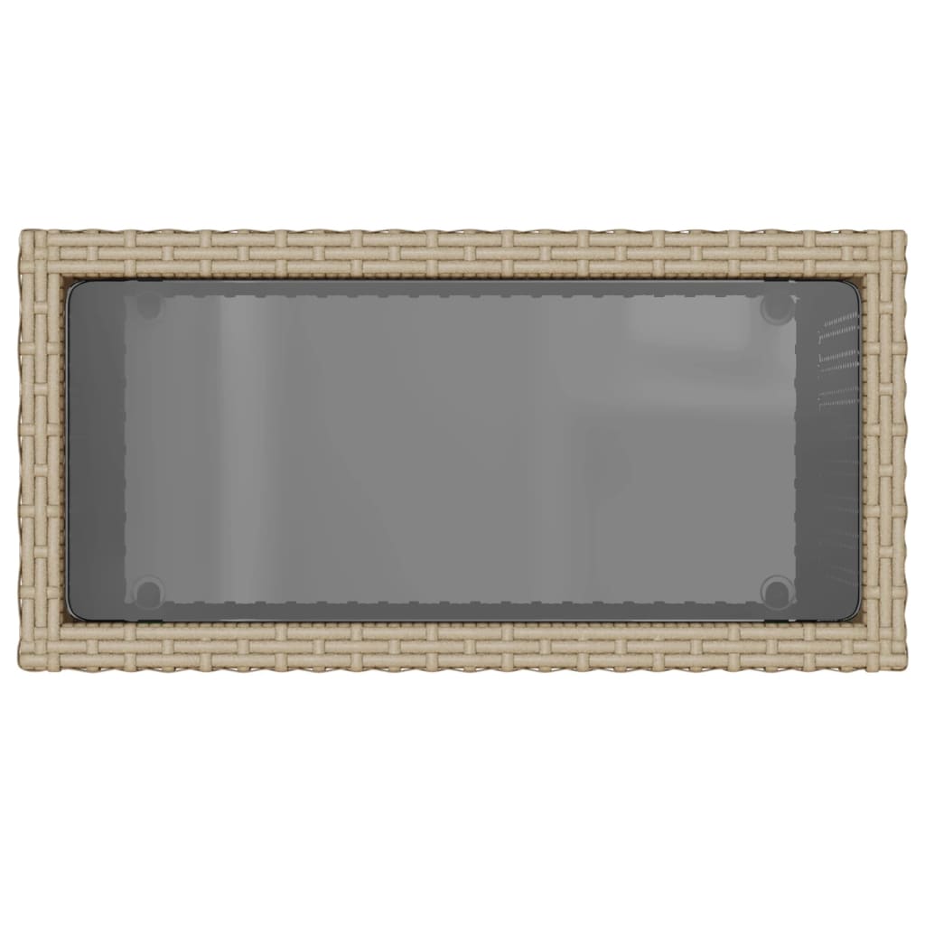 vidaXL Trädgårdsbord med glasskiva beige 58x27,5x55 cm konstrotting