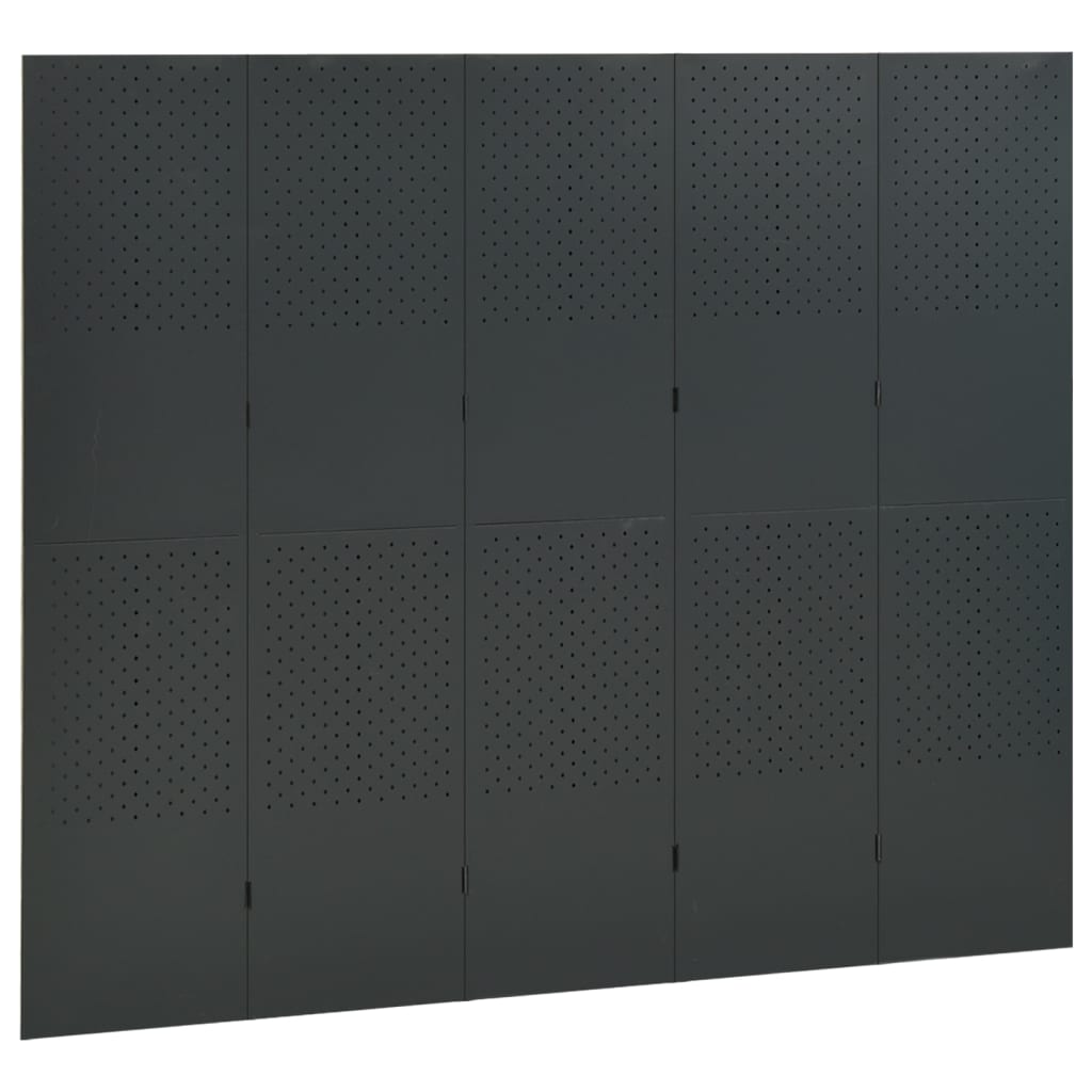 vidaXL Rumsavdelare 5 paneler antracit 200x180 cm stål