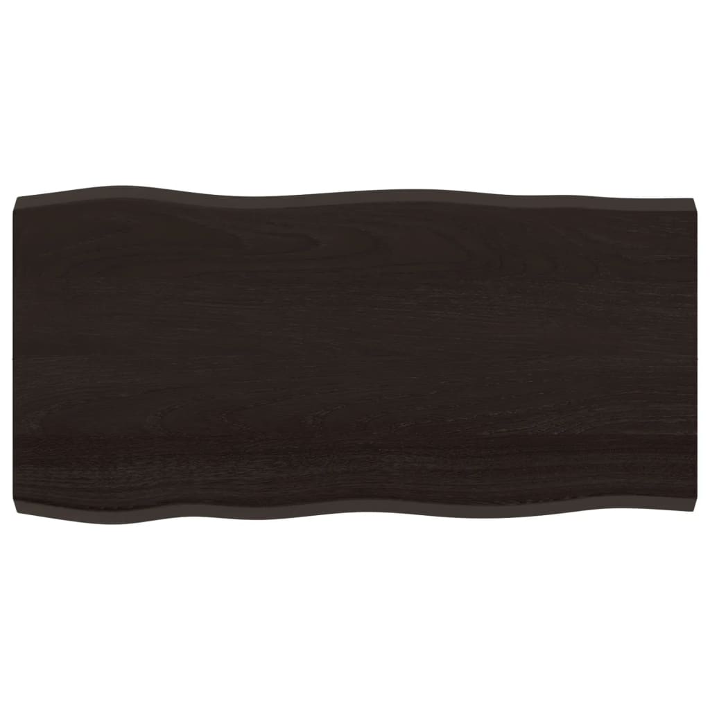 vidaXL Bordsskiva mörkbrun 100x50x(2-4) cm massivt trä levande kant