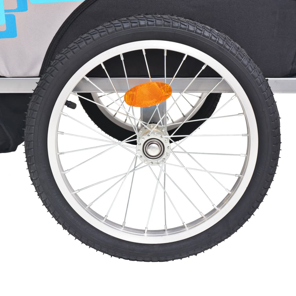 vidaXL Cykelvagn grå och blå 30 kg